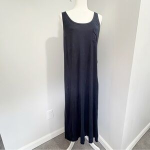 Hanro Cotton Deluxe Tank Gown Size Small Medium Black Maxi Length Soft Pajama